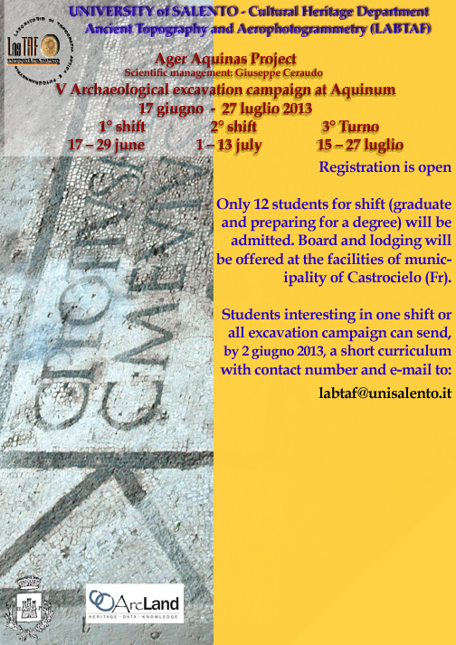 University of Salento - Agenda Activities 2013 University of Salento - Agenda Activities 2013